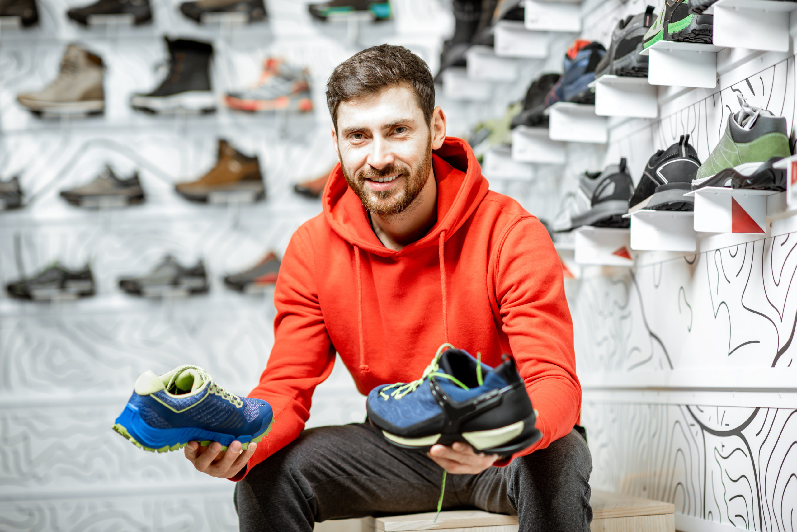 A man shopping for running shoes