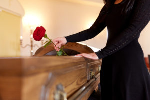 A woman at a funeral