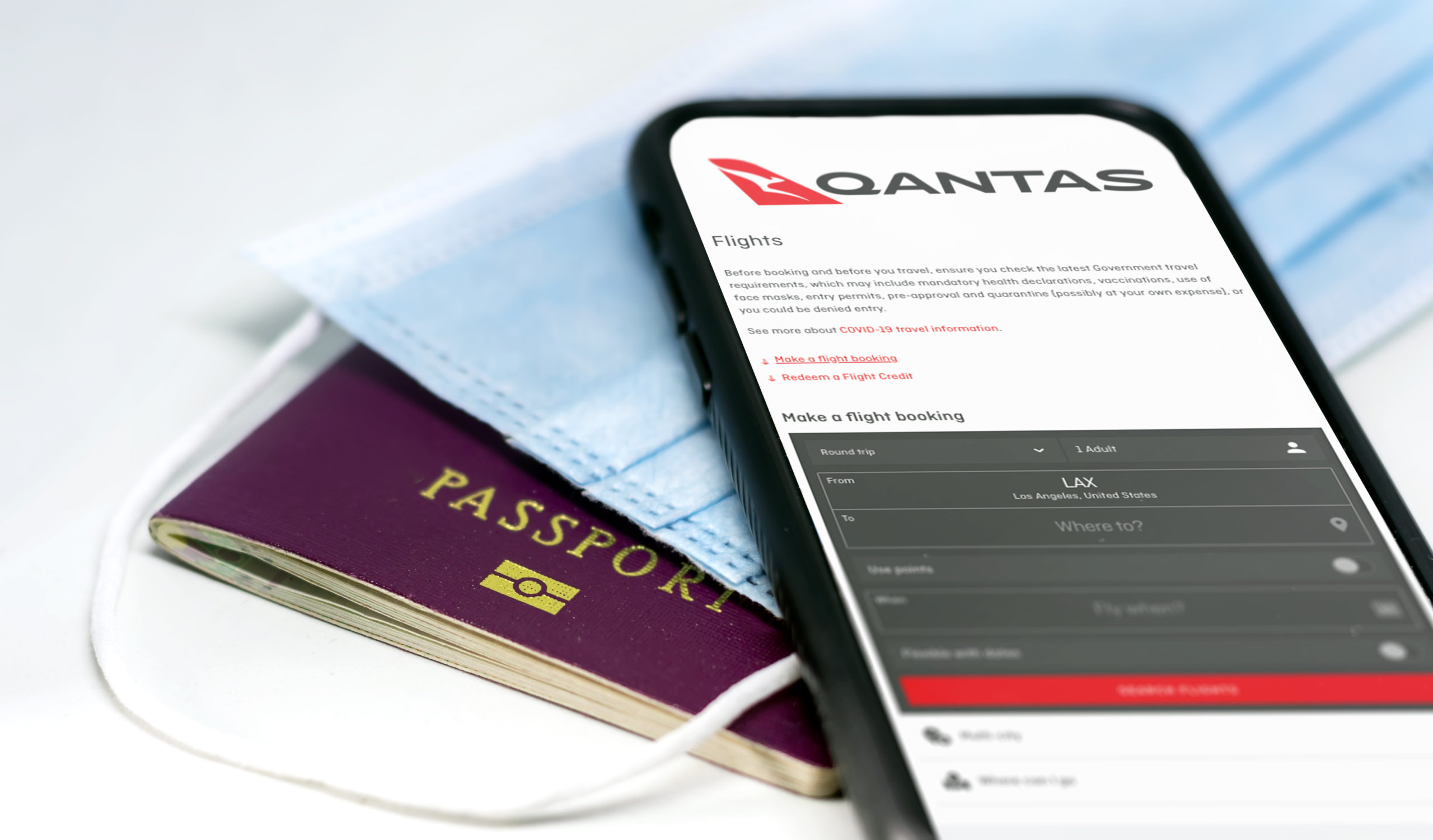 Qantas booking interface