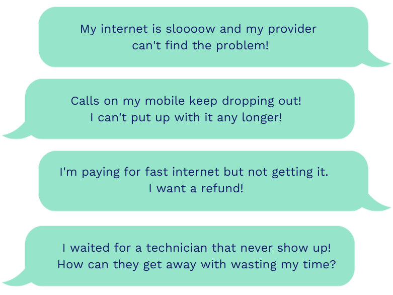 Sample phone/ Internet complaints