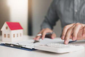 A person using a home loan calculator