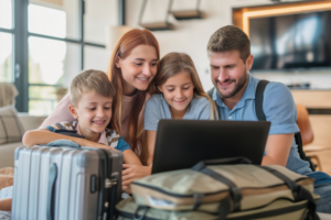 A family booking an airbnb stay 