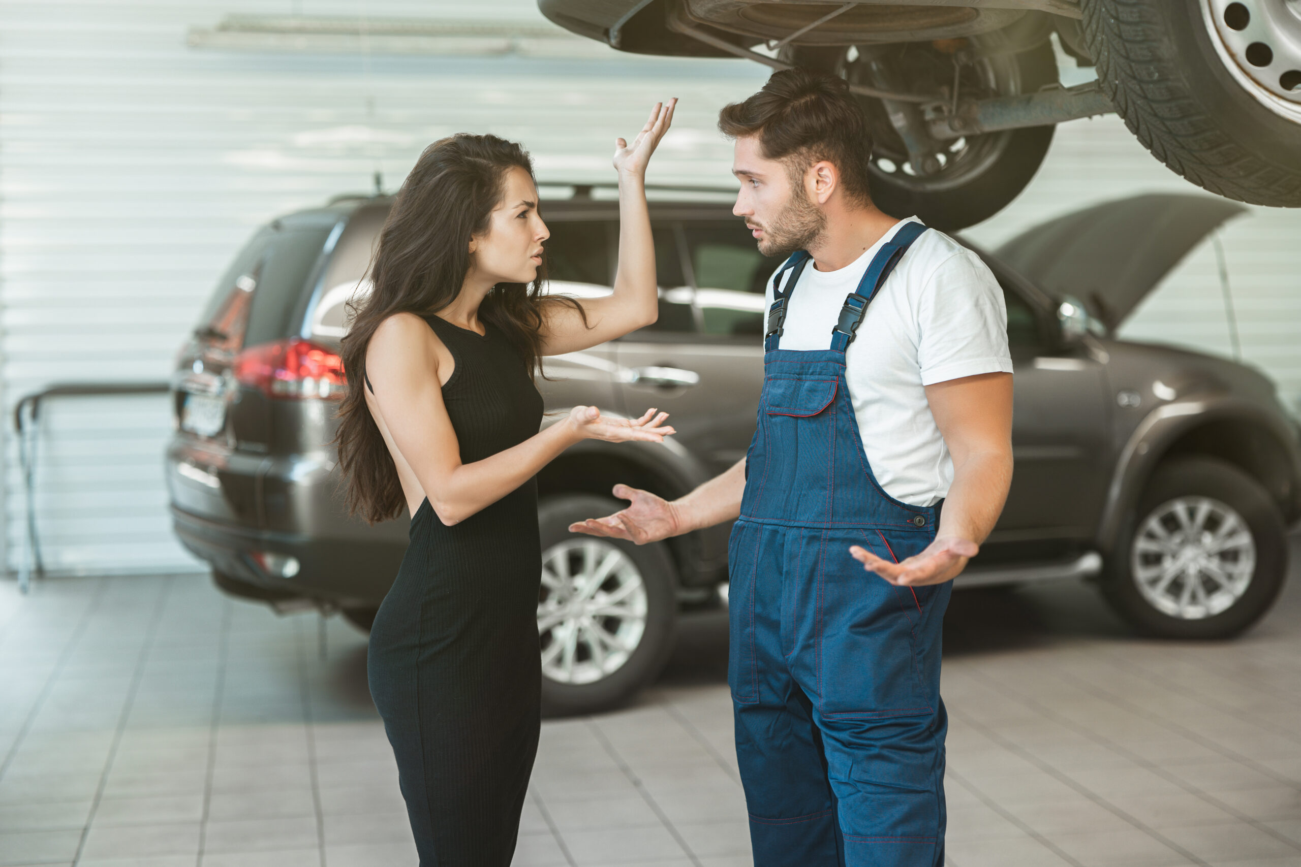 woman complaining about car dealership service