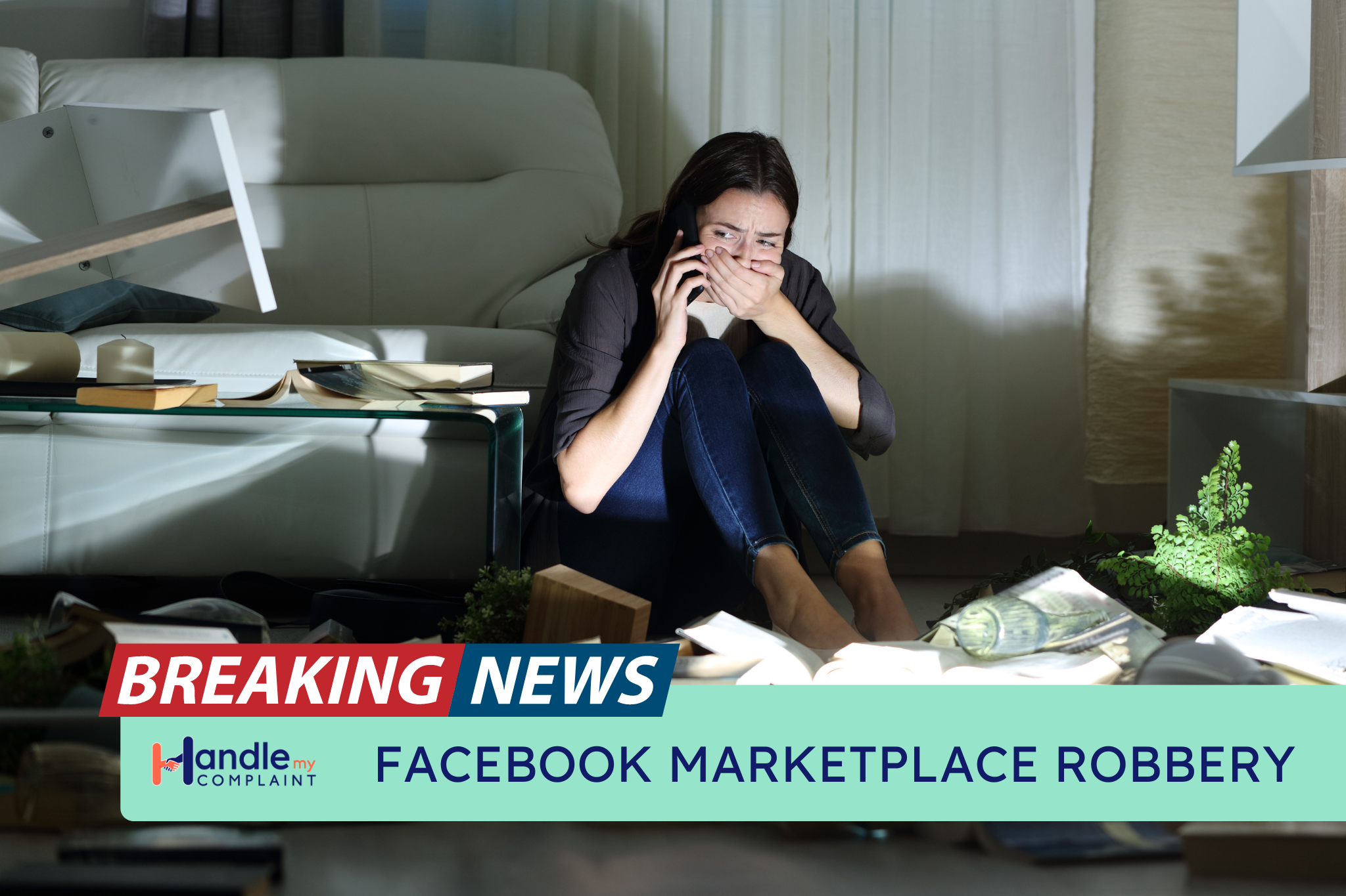 calls for help in a news broadcast after falling victim to a Facebook Marketplace robbery