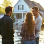 A couple meets with an insurance agent to seek help with their home insurance claim.