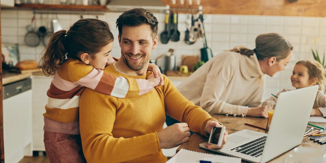 A working dad highlighting why income protection is worth it