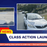 News-style image announcing class action launch over Toyota paint peeling complaints