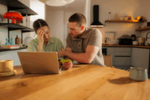 A frustrated couple signing up for the Iplex class action