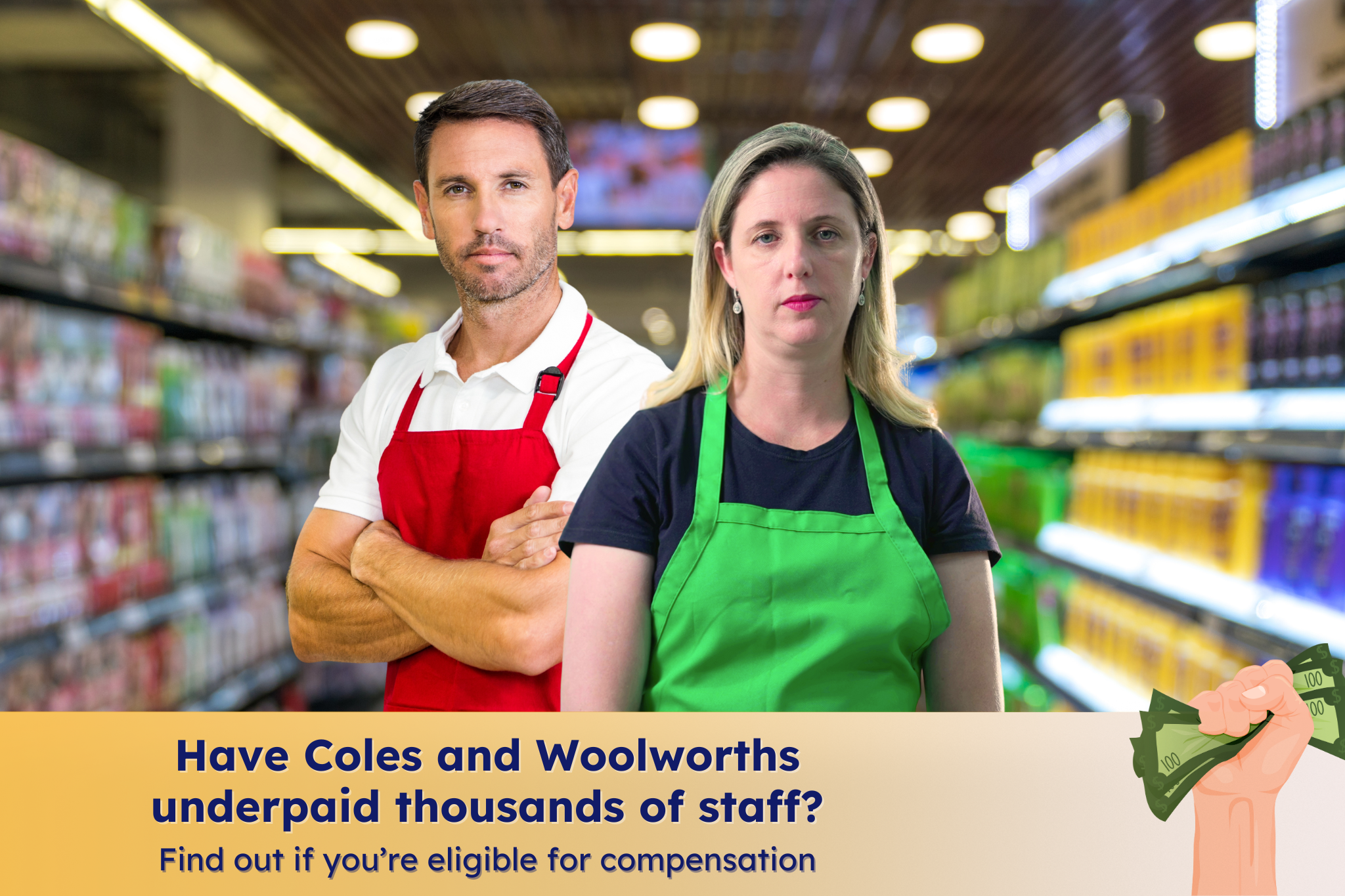 Serious supermarket staff representing class members of the Woolworths and Coles underpayment class action