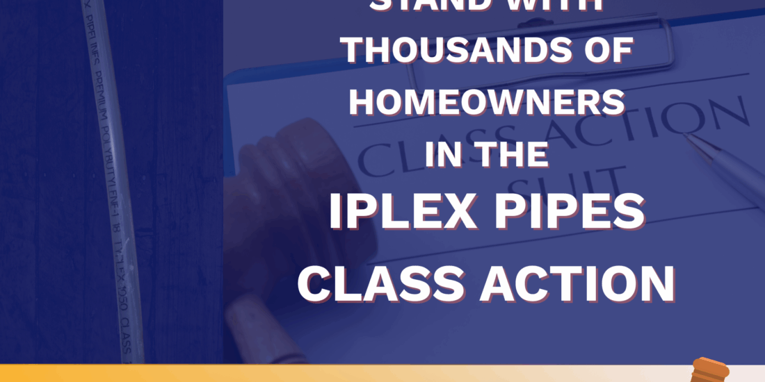 A news style graphic about the Iplex pipes class action