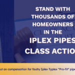 A news style graphic about the Iplex pipes class action