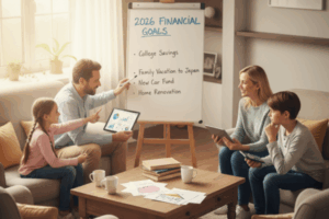 A family setting up their 2026 financial goals