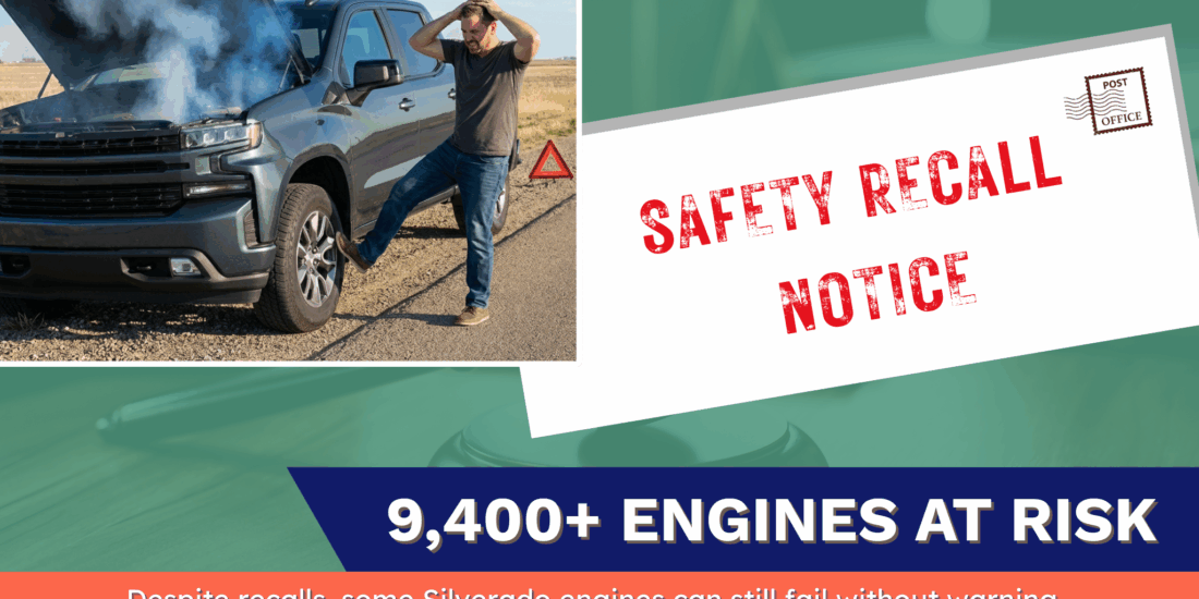 A news style graphic about the GM Silverado 1500 recall